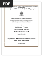 "Customers Satistfaction Towards Promotional Strategies of D-Mart in Jalgaon City" A Project Work Submitted To Moolji Jaitha College, Jalgaon