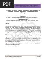 Investigating The Effect of Corporate Governance On Profit Management and Expenditure Cohesion in Corporations of Accepted in Tehran Stock Exchange