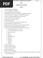 Quanitity Surveying and Valuation Question Bank