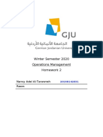 Winter Semester 2020 Operations Management Homework 2: Nancy Adel Al-Tarawneh Reem