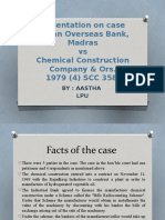 Presentation On Case Indian Overseas Bank, Madras Vs Chemical Construction Company & Ors. 1979 (4) SCC 358