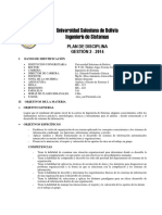 Universidad Salesiana de Bolivia Ingeniería de Sistemas: Plan de Disciplina GESTIÓN 2 - 2014