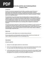 SAPS - Light Intensity and The Rate of Photosynthesis - Student Notes