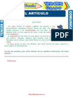 Contracción y Concordancia Del Artículo para Tercer Grado de Primaria