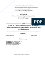 Etude de L'activité Antibactérienne de Quelques Huiles Essentielles Et L'effet de Leurs Associations Avec Les Antibiotiques