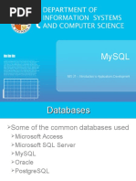 Mysql: MIS 21 - Introduction To Applications Development