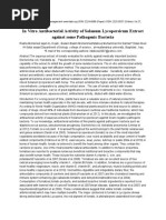 In Vitro Antibacterial Activity of Solanum Lycopersicum Extract Against Some Pathogenic Bacteria