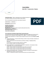 Course Syllabus Math 0302 - Fundamentals of Algebra