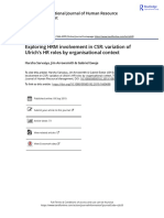 Exploring HRM Involvement in CSR Variation of Ulrich S HR Roles by Organisational Context