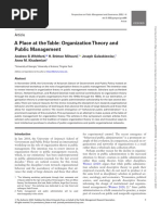 A Place at The Table Organization Theory and Public Management