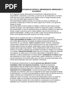 Ensayo Emprendedor, Empresario y Accionista.