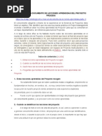 Como Crear Un Documento de Lecciones Aprendidas Del Proyecto