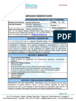 Ficha Tecnica Limpiador Desinfectante Tekno Lidesma PDF