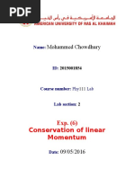 Exp. (6) Conservation of Linear Momentum: Mohammed Chowdhury