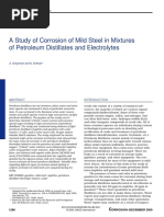 A Study of Corrosion of Mild Steel in Mixtures of Petroleum Distillates and Electrolytes