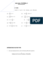 Tutorial 2 - D.E (Exact+integrating Factor Type+substitution)