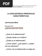 La Adolescencia Principales Caracteristicas PDF