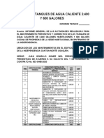 Informe de Tanques de Agua Caliente de 2.4500 y 600 GLS