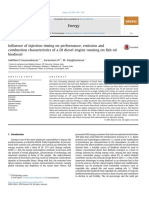 Influence of Injection Timing On Performance, Emission and Combustion Characteristics of A DI Diesel Engine Running On Fish Oil Biodiesel