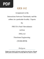 Assignment On The Interactions Between Christianity and The Culture in A Particular Locality: Nigeria by PIKUDA Paul Oluwadamisi 145564 200level Petroleum Engineering (10-04-2010)