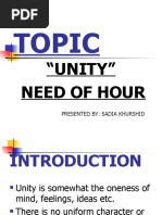 Topic: "Unity" Need of Hour