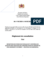 Règlement de Consultation: Royaume Du Maroc Ministère de La Justice Cour D'appel de Béni Mellal Sous-Direction Régionale