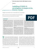 Mathematical Modelling of COVID-19 Transmission and Mitigation Strategies in The Population of Ontario, Canada