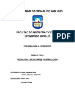 Regresión Lineal Simple y Correlación. Trabajo Final de Probabilidad y Estadística.