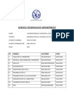 Science Technology Department: Nõ Subject Lecturer Code