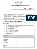 Planned Preventive Maintenance Task Sheet: PPM No PPM Equipment Dish Washer Frequency Quarterly