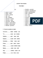 Activity Two Fourth The Family 1. Write in Your Notebook