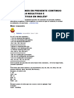 10 Oraciones en Presente Continuo Afirmativas Negativas e Interrogativas en Inglés