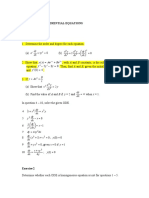 First Order Differential Equations: DX Dy e