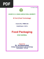 Food Packaging: B.Tech (Food Technology)