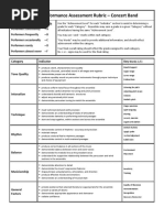 Band Performance - Rubric