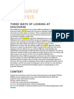 Discourse Analysis: Three Ways of Looking at Discourse