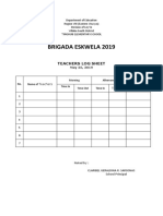 Brigada Log Sheet