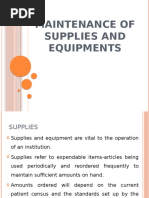 Maintenance of Supplies and Equipments