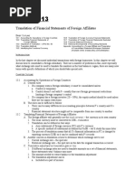 Translation of Financial Statements of Foreign Affiliates