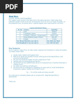 Meal Box:: (Lunch, Dinner and Breakfast)