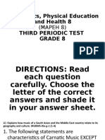 Music, Arts, Physical Education and Health 8 Third Periodic Test Grade 8