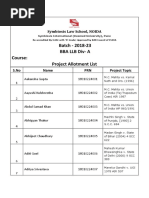 Batch - 2018-23 Bba LLB Div-A Course: Project Allotment List