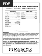 Model 959af Air-Feed Autofolder: Installation, Maintenance, & Operating Instructions