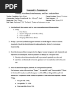 Summative Assessment: Planning Worksheet, Data Summary, and Data Analysis Sheet