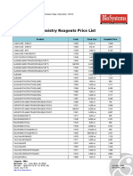 Biochemistry Reagents Price List: Product Code Pack Size Hospital Price