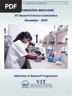 Information Brochure: VIT Research Entrance Examination