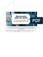 La Resolución 666 de 2020 Define Los Protocolos Generales de Bioseguridad PDF