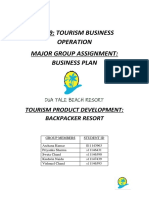 Ts309: Tourism Business Operation Major Group Assignment: Business Plan