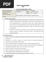 Plan de Apoyo Individual PAI I. Datos de Identificación: II. Sintesis Diagnostica