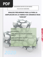 Analisis Preliminar para La para La Ampliacion de La Fabrica de Ceramica Roja "Cercor